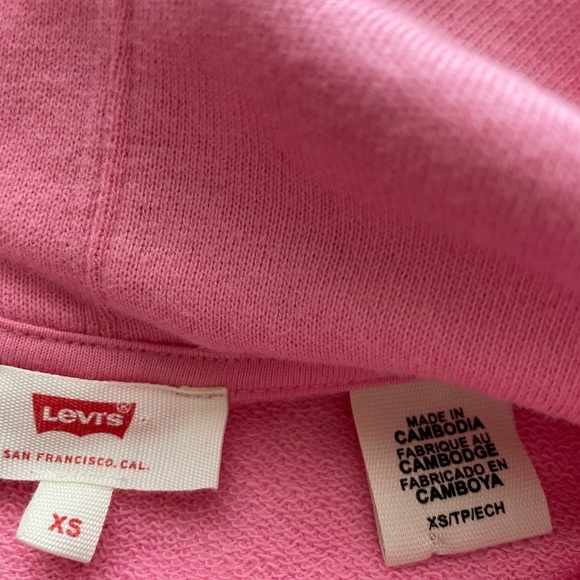 Levis Hoodie Pink Yellow Logo Pullover - Size XS - Picture 4 of 8